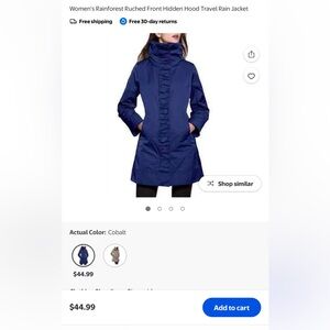 Women's Rainforest Ruched Front Hidden Hood Travel Rain Jacket